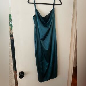 Elegant Teal Satin Slip Dress